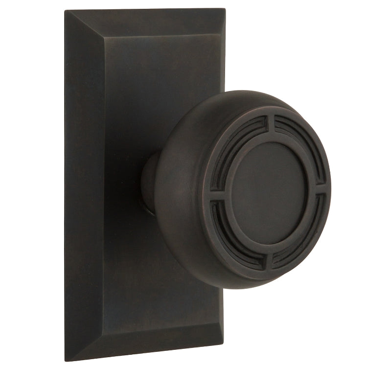 Nostalgic Warehouse Mission Knob with Studio Plate - Oil rubbed bronze