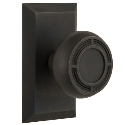 Nostalgic Warehouse Mission Knob with Studio Plate - Oil rubbed bronze