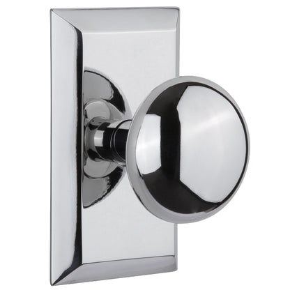 Nostalgic Warehouse New York Knob with Studio Plate - Bright chrome