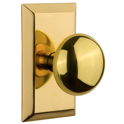 Nostalgic Warehouse New York Knob with Studio Plate - Polished brass