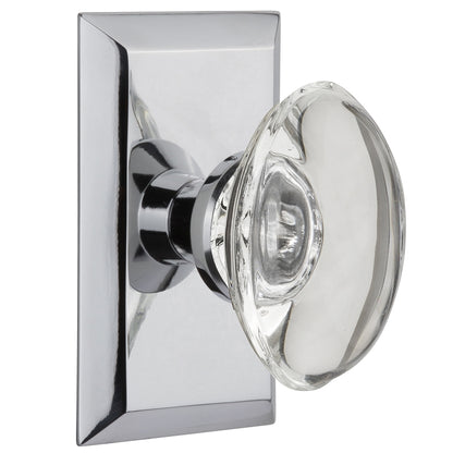 Nostalgic Warehouse Oval Clear Crystal Knob with Studio Plate - Bright Chrome