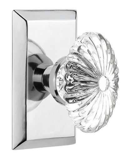 Nostalgic Warehouse Studio Plate with Oval Fluted Crystal Knob