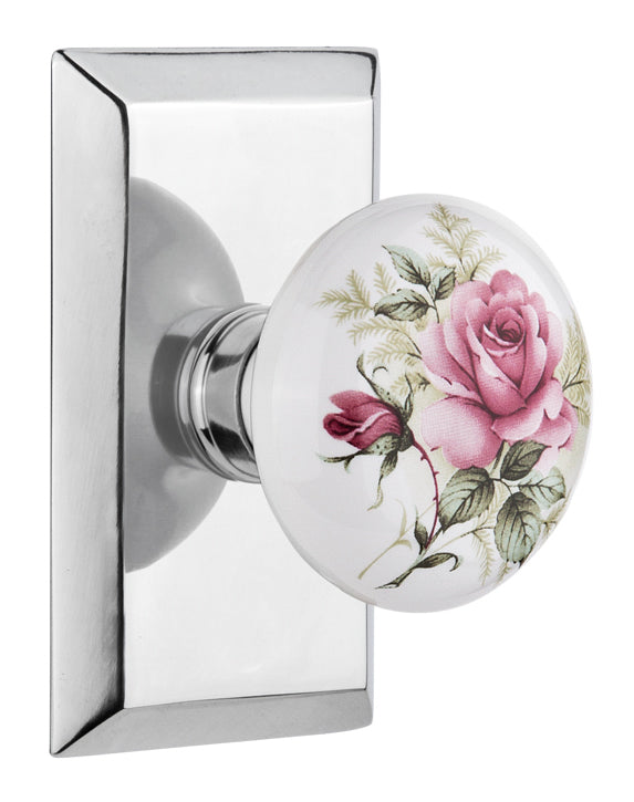 Nostalgic Warehouse Studio Plate with White/Rose Porcelain Knob