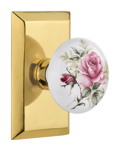 Nostalgic Warehouse Studio Plate with White/Rose Porcelain Knob