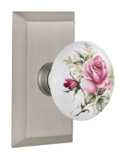 Nostalgic Warehouse Studio Plate with White/Rose Porcelain Knob