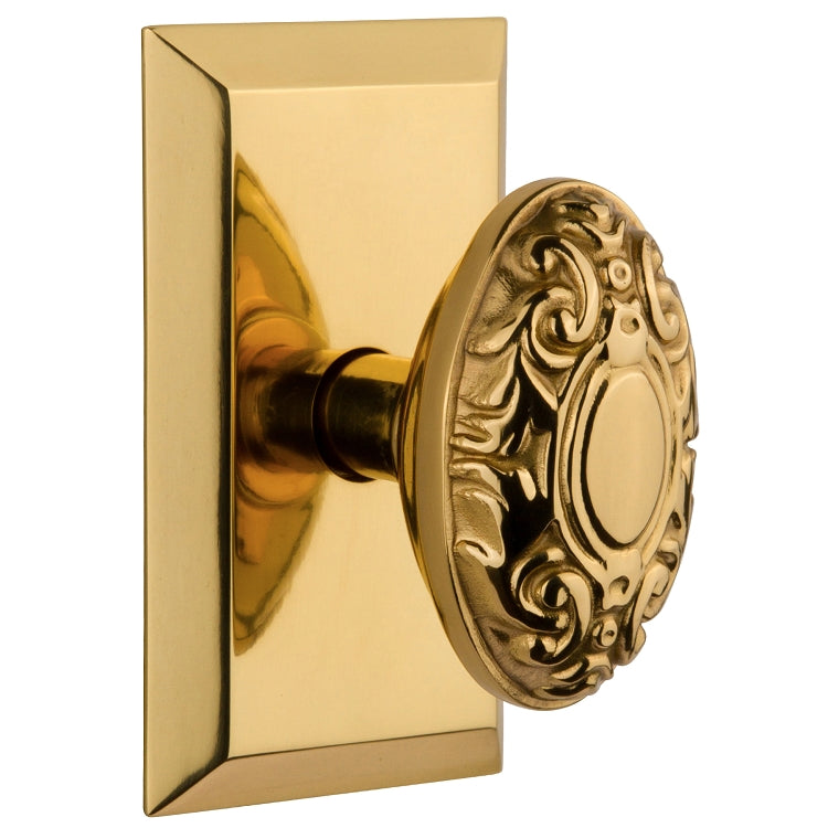 Nostalgic Warehouse Victorian Knob with Studio Plate - Polished brass