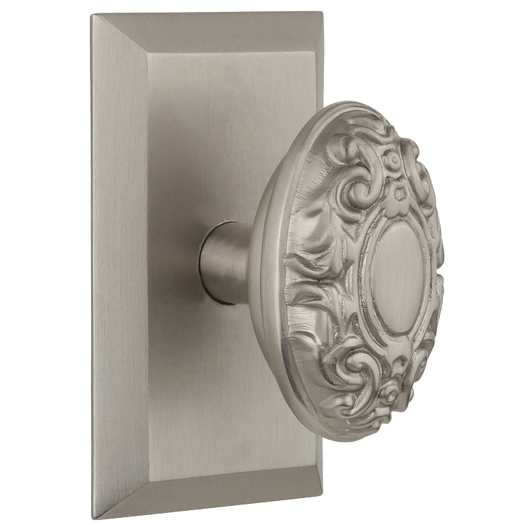 Nostalgic Warehouse Victorian Knob with Studio Plate - Satin nickel