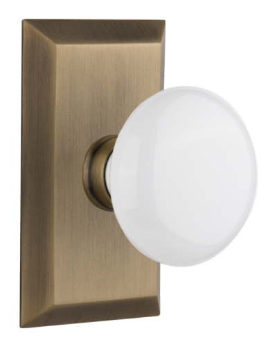 Nostalgic Warehouse Studio Plate with White Porcelain Knob