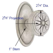 Emtek Lost Wax Cast Bronze Petal Doorknob Measurements