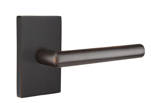Emtek Stuttgart Modern Lever Handle with Modern Rectangular Rosette