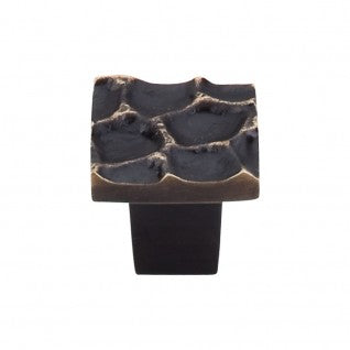 Top Knobs Cobblestone Square Knob Small in Brass Antique