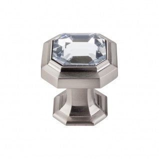 Top Knobs Chareau Crystal Emerald Knob in Brushed Satin Nickel