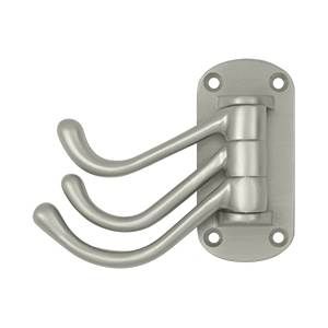 Deltana Solid Brass Heavy Duty Triple Swivel Hook - Satin Nickel
