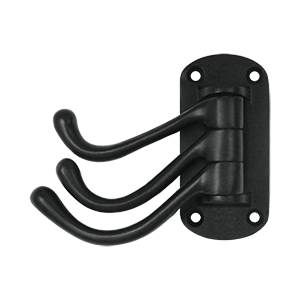 Deltana Solid Brass Heavy Duty Triple Swivel Hook - Flat Black