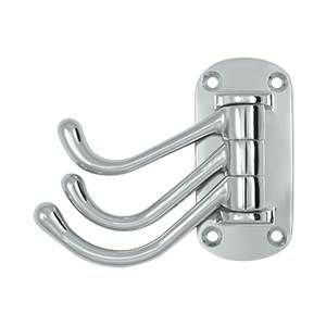 Deltana Solid Brass Heavy Duty Triple Swivel Hook - Polished Chrome