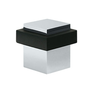 Deltana 1 3/8 Inch Square Floor Door Bumper - Polished Chrome