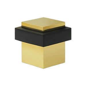 Deltana 1 3/8 Inch Square Floor Door Bumper - Polished Brass