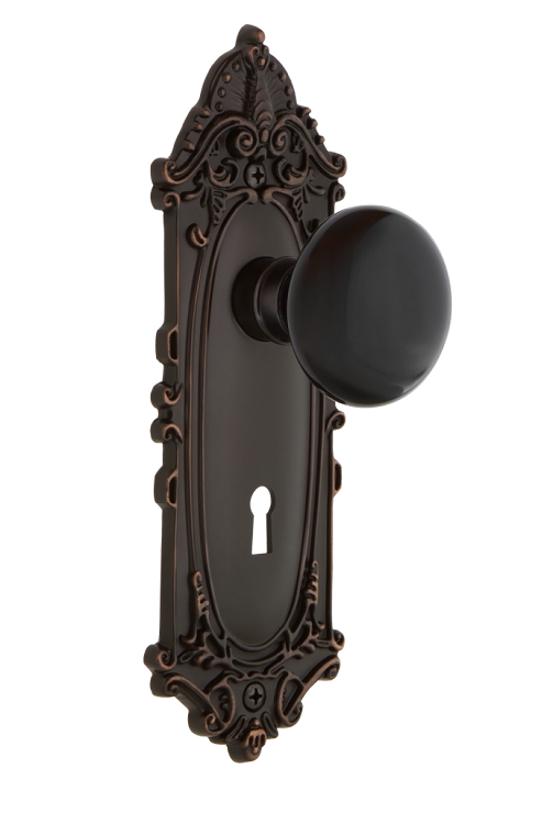Nostalgic Warehouse Victorian Plate with Black Porcelain Knob - Mortise Lock