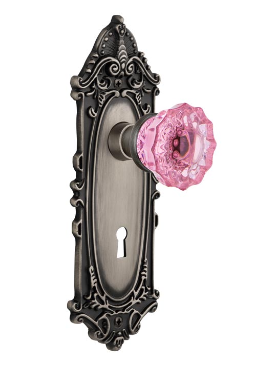Nostalgic Warehouse Victorian Plate with Pink Crystal Knob