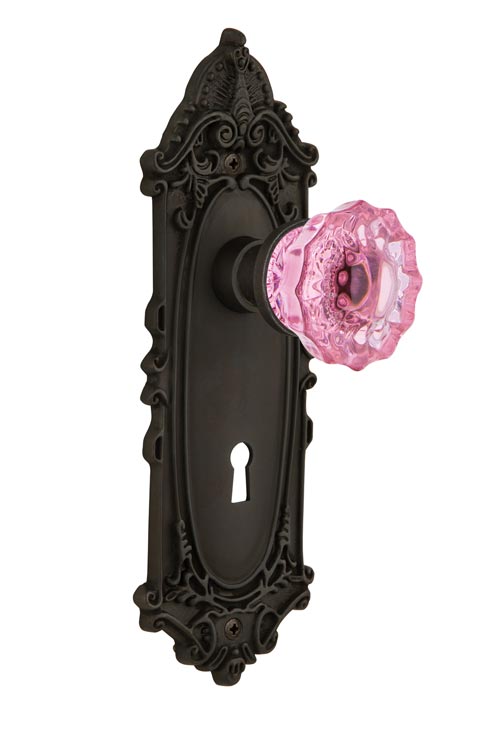 Nostalgic Warehouse Victorian Plate with Pink Crystal Knob