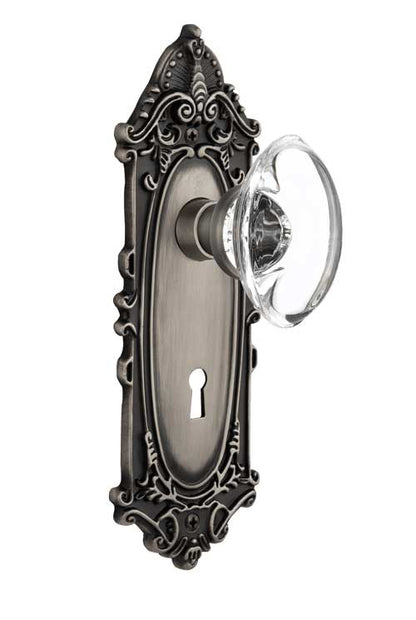 Nostalgic Warehouse Victorian Plate with Oval Clear Crystal Knob - Mortise Lock