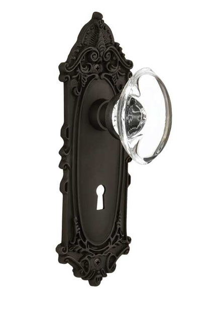 Nostalgic Warehouse Victorian Plate with Oval Clear Crystal Knob - Mortise Lock