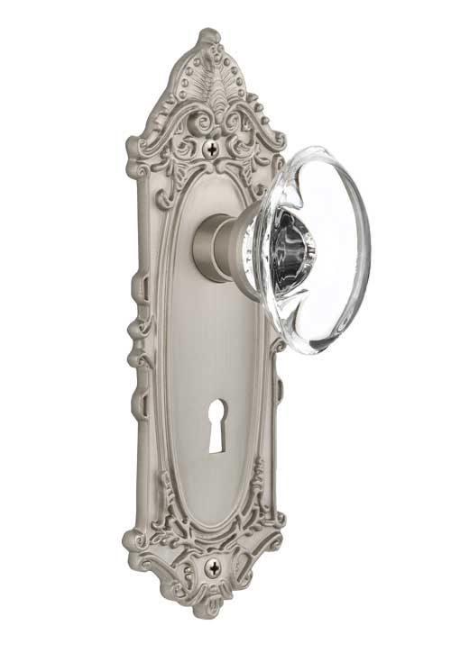 Nostalgic Warehouse Victorian Plate with Oval Clear Crystal Knob - Mortise Lock