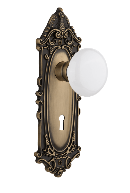 Nostalgic Warehouse Victorian Plate with White Porcelain Knob - Mortise Lock