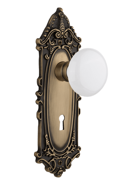 Nostalgic Warehouse Victorian Plate with White Porcelain Knob - Mortise Lock