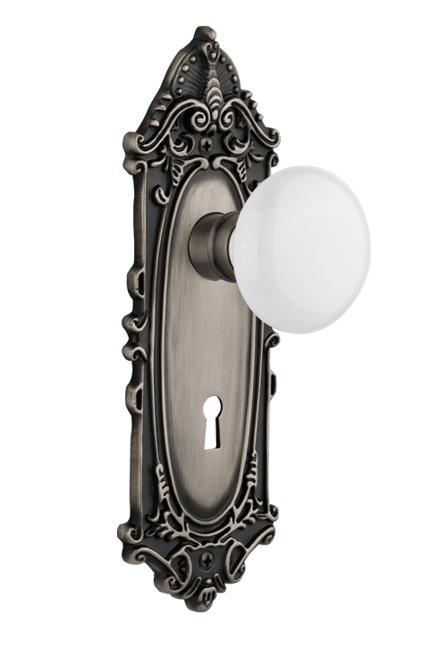 Nostalgic Warehouse Victorian Plate with White Porcelain Knob - Mortise Lock