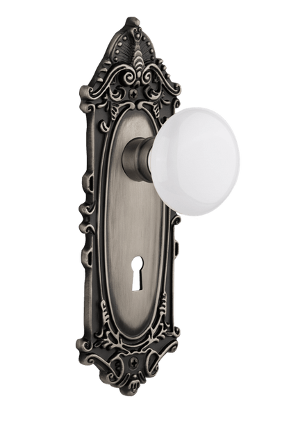 Nostalgic Warehouse Victorian Plate with White Porcelain Knob - Mortise Lock