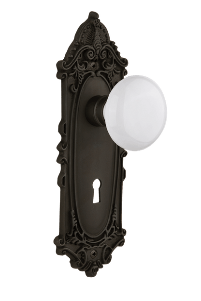 Nostalgic Warehouse Victorian Plate with White Porcelain Knob - Mortise Lock