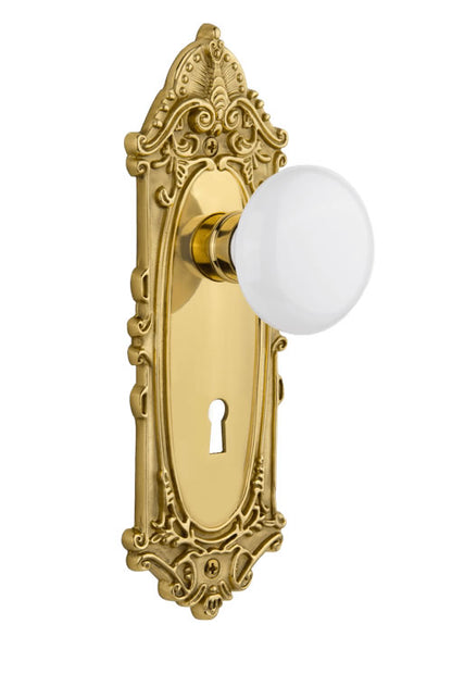 Nostalgic Warehouse Victorian Plate with White Porcelain Knob - Mortise Lock