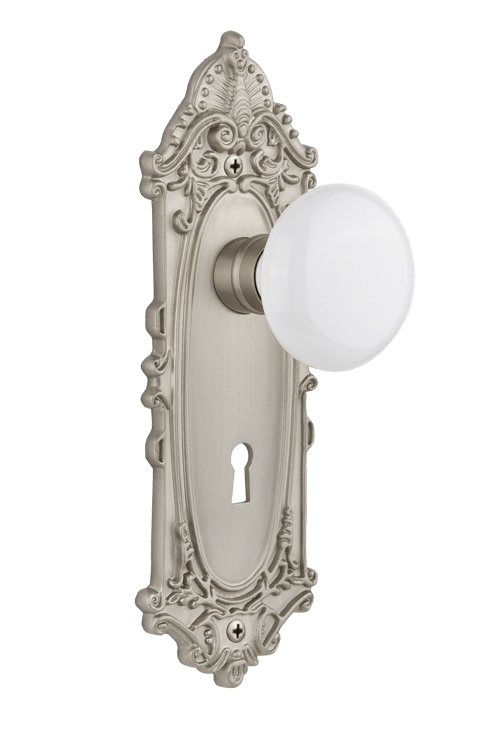 Nostalgic Warehouse Victorian Plate with White Porcelain Knob - Mortise Lock