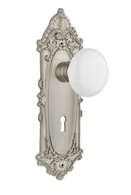 Nostalgic Warehouse Victorian Plate with White Porcelain Knob - Mortise Lock