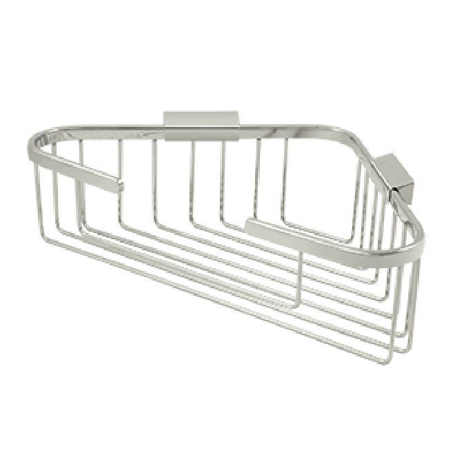 Deltana Solid Brass Triangular Corner Wire Basket - Polished Nickel