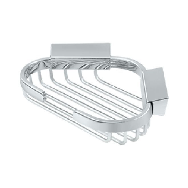Deltana Solid Brass Triangular Corner Wire Basket - Polished Chrome