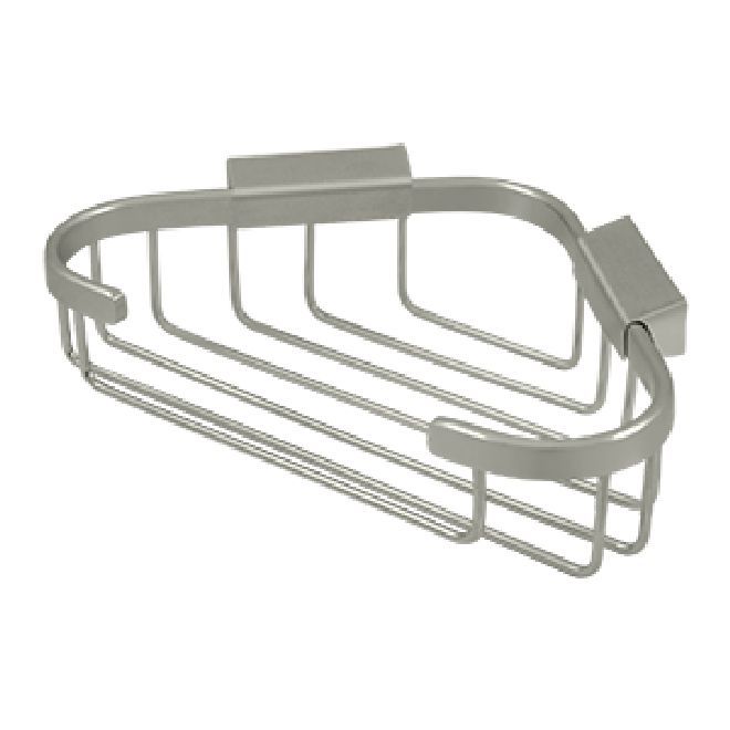Deltana Solid Brass Triangular Corner Wire Basket - Brushed Nickel