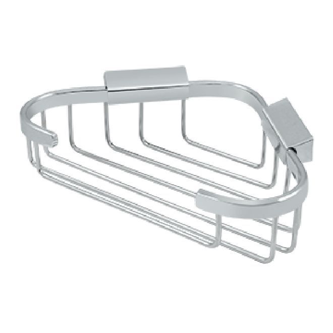 Deltana Solid Brass Triangular Corner Wire Basket - Polished Chrome