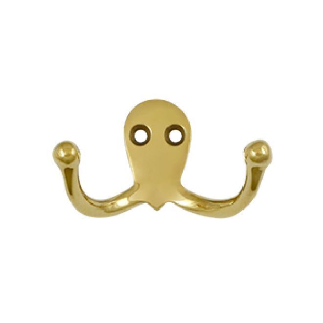 Deltana Solid Brass Double Hook - PVD Lifetime Brass