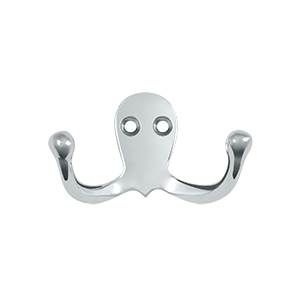 Deltana Solid Brass Double Hook - Polished Nickel
