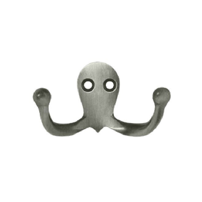 Deltana Solid Brass Double Hook - Antique Nickel