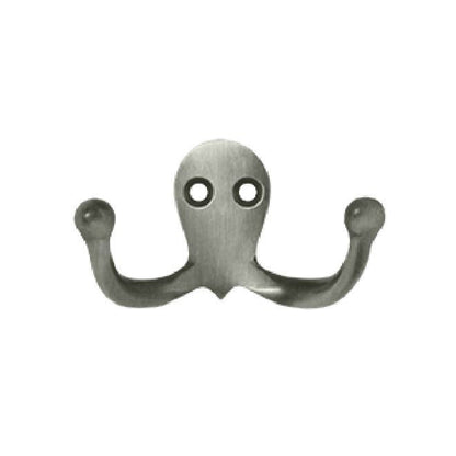 Deltana Solid Brass Double Hook - Antique Nickel
