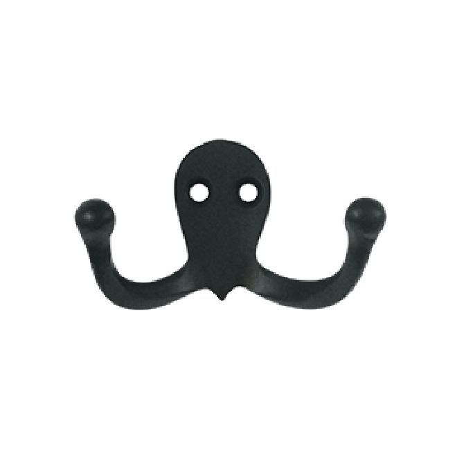 Deltana Solid Brass Double Hook - Flat Black