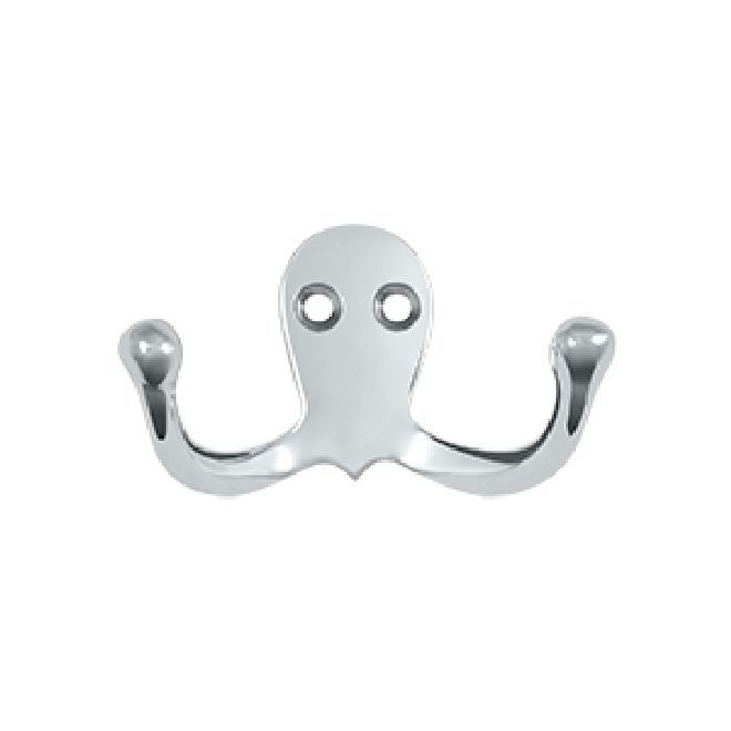 Deltana Solid Brass Double Hook - Polished Chrome