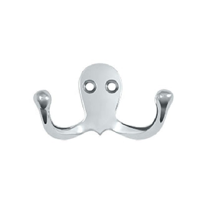 Deltana Solid Brass Double Hook - Polished Chrome