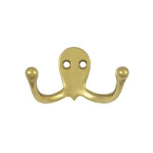 Deltana Solid Brass Double Hook - Polished Brass