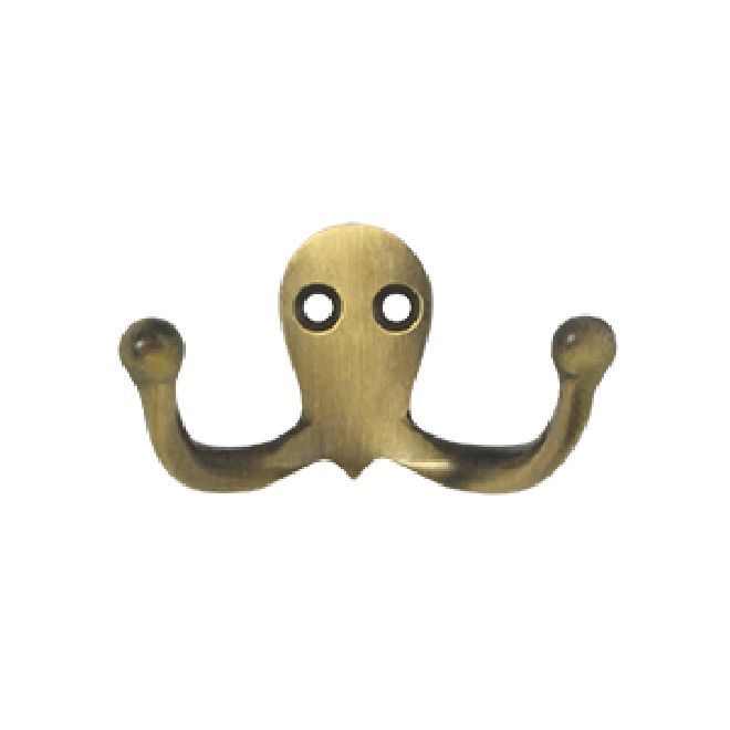 Deltana Solid Brass Double Hook - Antique Brass