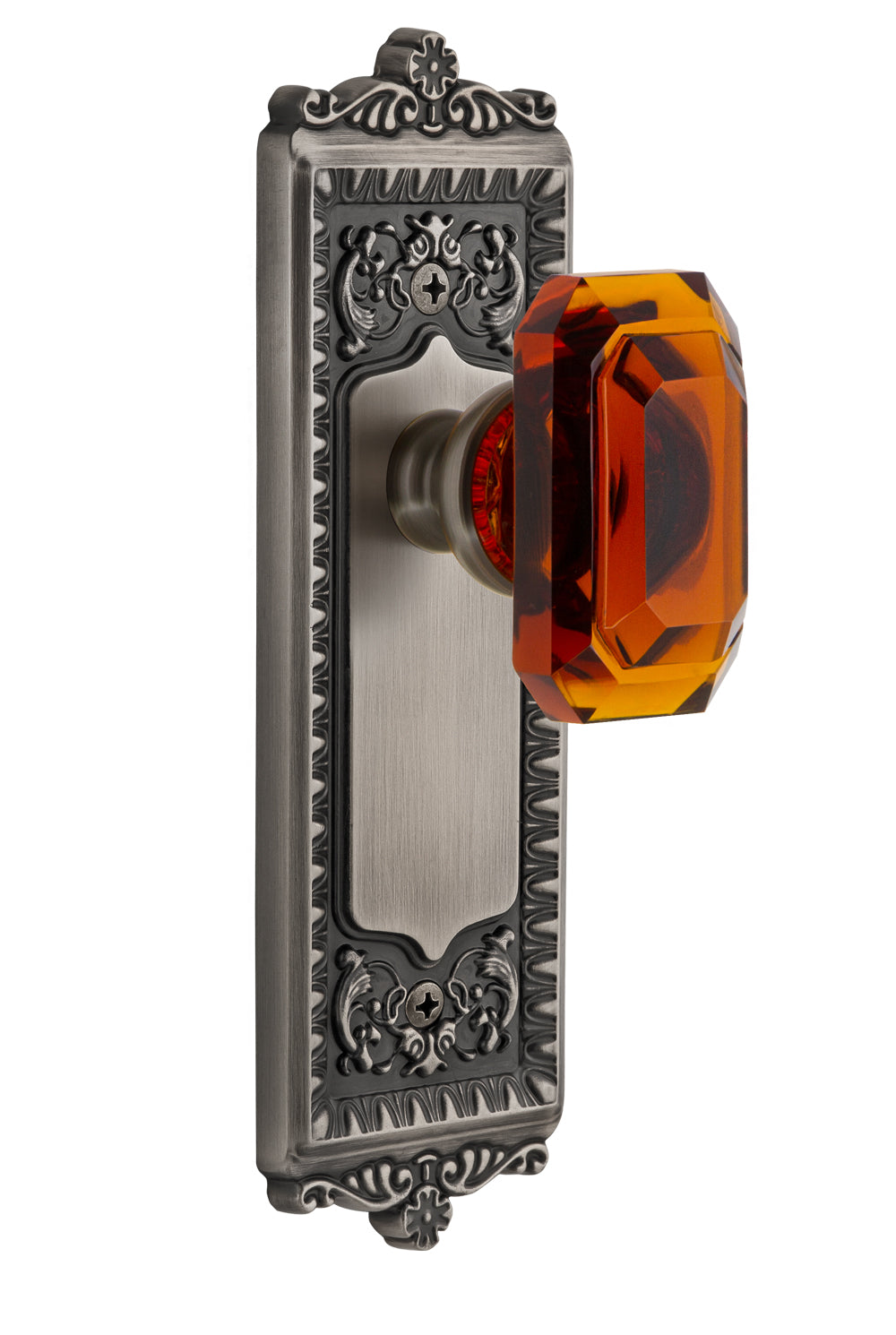 Grandeur Windsor Plate with Baguette Amber Knob