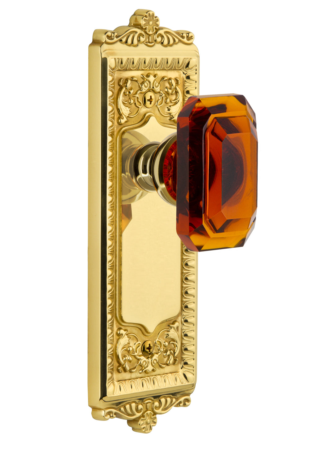 Grandeur Windsor Plate with Baguette Amber Knob